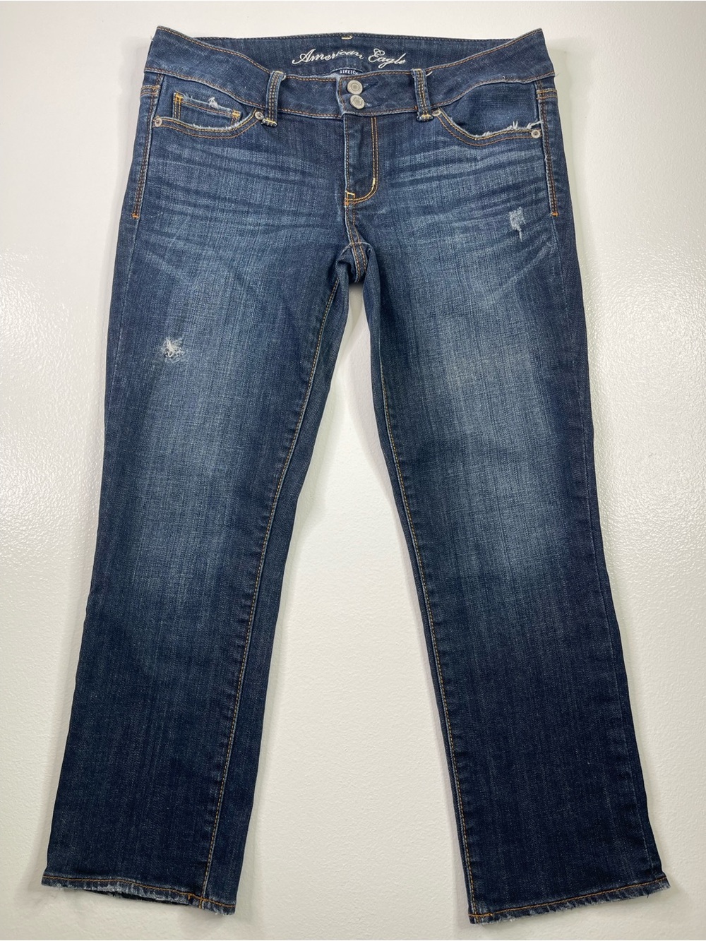 American Eagle Artist Stretch Dark Wash Flare Jeans 8 Regular HEMMED/CROPPED